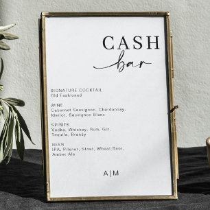 Modern Wedding Cash Bar Bar Drink Menu Sign