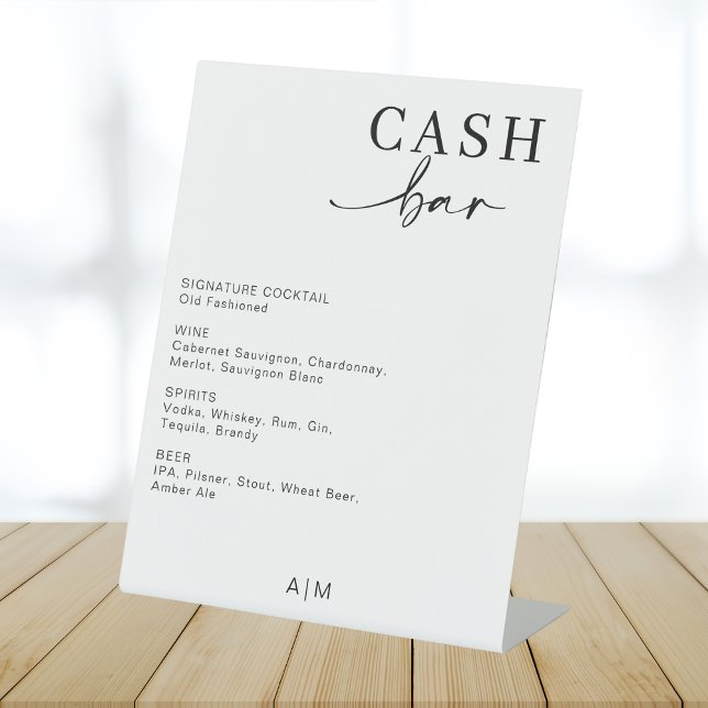 Modern Wedding Cash Bar | Bar Drink Menu Sign (Creator Uploaded)