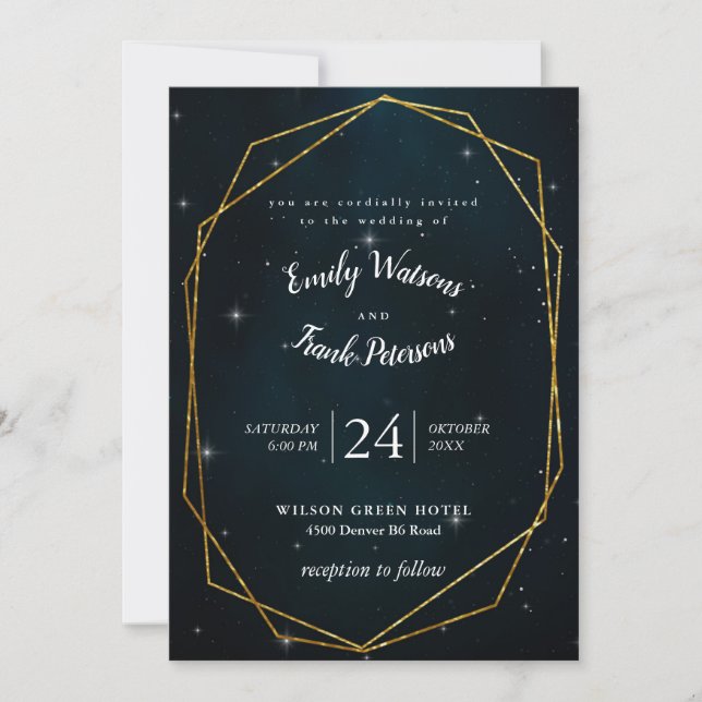Modern Wedding celestial invitation (Front)