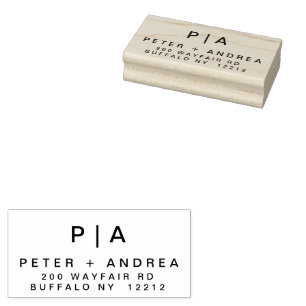 Modern Wedding Couple Address Rubber Stamp