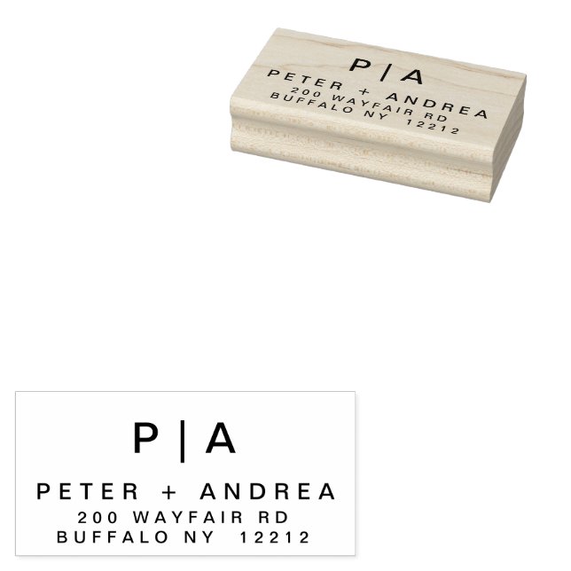 Modern Wedding Couple Address Rubber Stamp (Stamped)