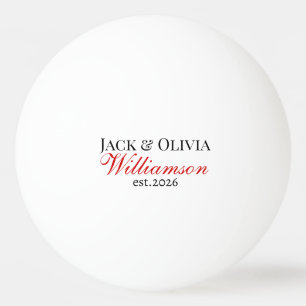 Modern Wedding Couple Name Date Red Black Ping Pong Ball