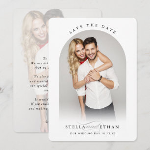 MODERN WEDDING couple photo arch frame calligraphy Invitation