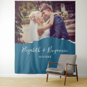 Modern Wedding Couple Photo Booth Backdrop Tapestry