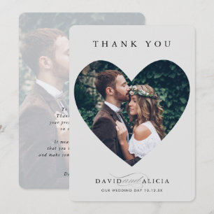 MODERN WEDDING couple photo heart frame pale grey Invitation