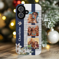 Modern Wedding Couple Photo Personalised Floral Ca