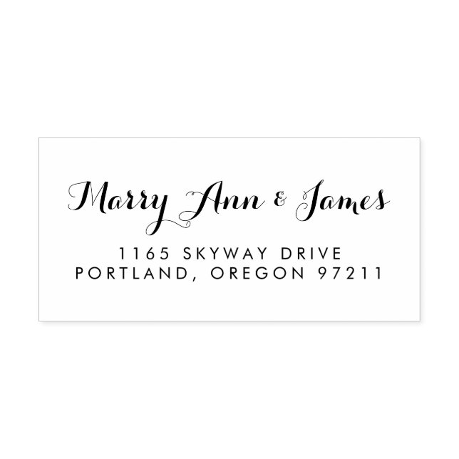 Modern Wedding Couple's Name Address Self-inking Stamp (Design)