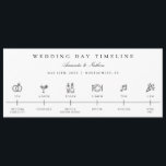 Modern Wedding Day Timeline Icon Itinerary Program Programme<br><div class="desc">Modern minimalist,  wedding day icons,  timeline itinerary program. Features,  rings,  cocktail,  bride & groom,  dinner setting,  music note and confetti icons. Template text lines to personalise times and titles of each icon.</div>