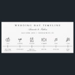 Modern Wedding Day Timeline Icon Itinerary Program Programme<br><div class="desc">Modern minimalist,  wedding day icons,  timeline itinerary program. Features,  rings,  cocktail,  bride & groom,  dinner setting,  music note and confetti icons. Template text lines to personalise times and titles of each icon.</div>