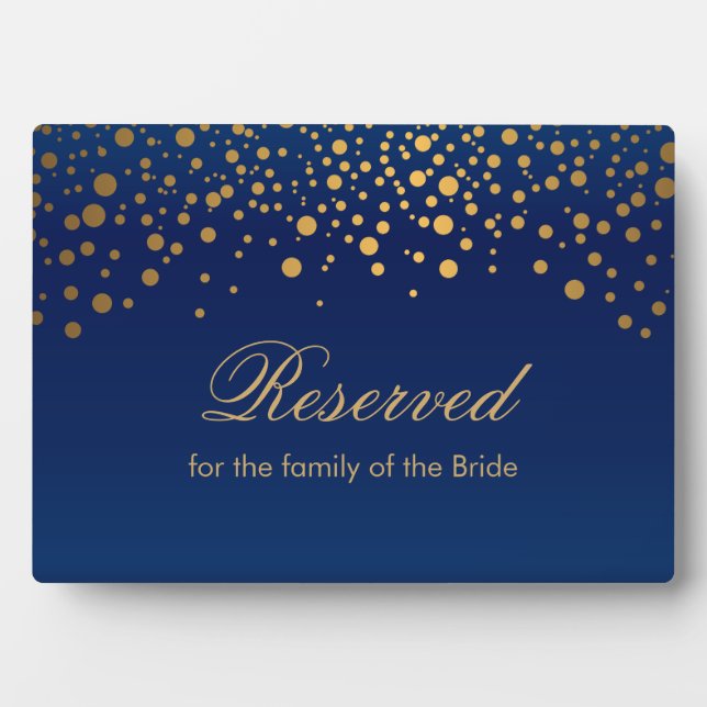 Modern Wedding Day Trendy Gold Dots  - Reserve Plaque (Front)