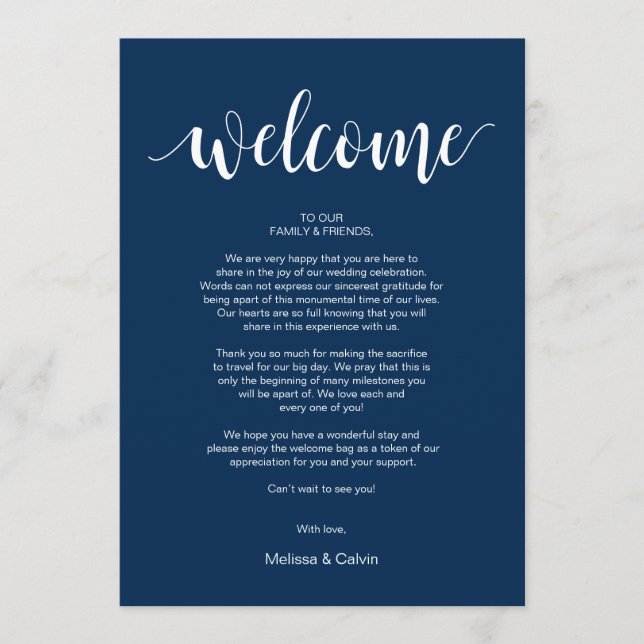 Modern Wedding Day Welcome and Itinerary Cards (Front)
