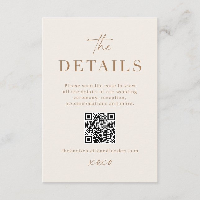 Modern Wedding Details Enclosure Scan QR Code Card (Front)