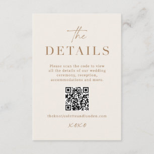 Modern Wedding Details Enclosure Scan QR Code Card