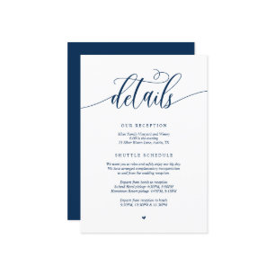 Modern Wedding Details, Navy Blue Enclosed Card