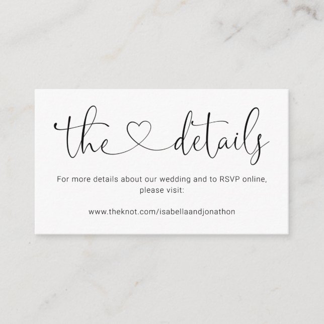 Modern Wedding Details Website Enclosure Card (Front)