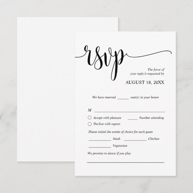 Modern Wedding Dinner Invites RSVP Enclosed Cards (Front/Back)