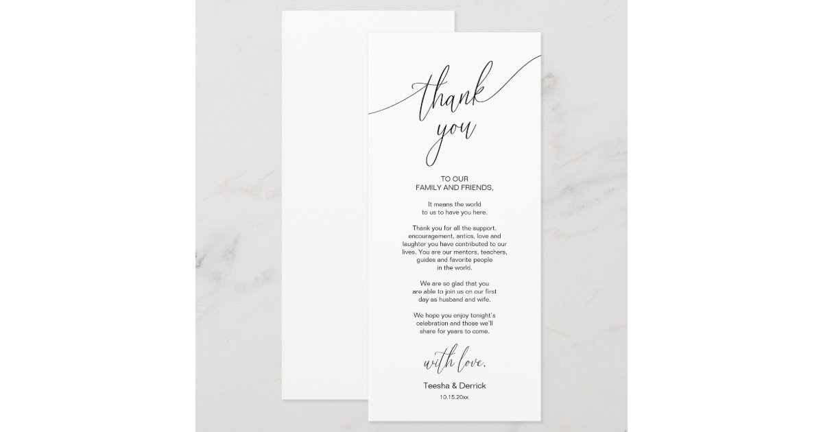 Modern Wedding Dinner Place Setting Thank You Card | Zazzle
