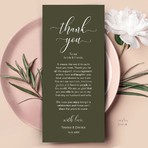 Modern Wedding Dinner Place Setting Thank You Card