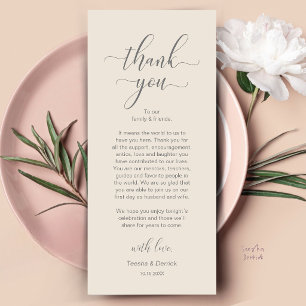 Modern Wedding Dinner Place Setting Thank You Card