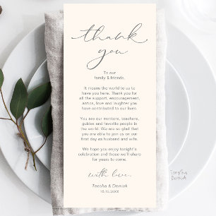 Modern Wedding Dinner Place Setting Thank You Card
