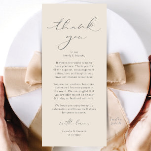 Modern Wedding Dinner Place Setting Thank You Card