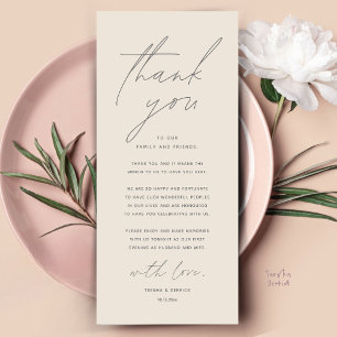Modern Wedding Dinner Place Setting Thank You Card
