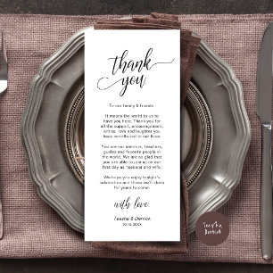 Modern Wedding Dinner Place Setting Thank You Card