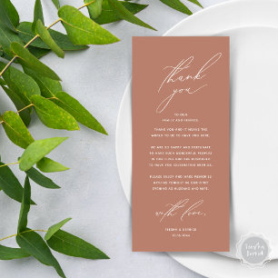 Modern Wedding Dinner Place Setting Thank You Card