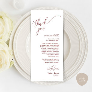 Modern Wedding Dinner Place Setting Thank You Card