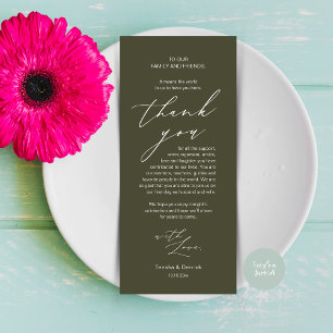 Modern Wedding Dinner Place Setting Thank You Card