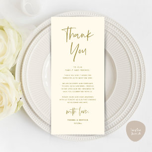 Modern Wedding Dinner Place Setting Thank You Card
