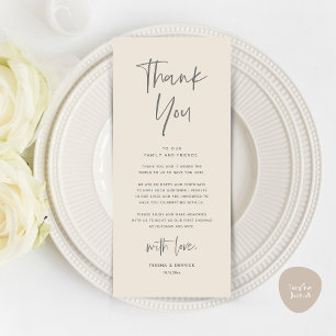 Modern Wedding Dinner Place Setting Thank You Card