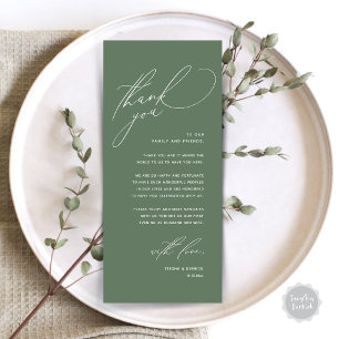 Modern Wedding Dinner Place Setting Thank You Card