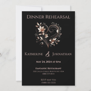 Modern Wedding Dinner Rehearsal-Rose Gold Flowers Invitation