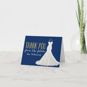 Modern Wedding Dress Bridal Shower Thank You Card