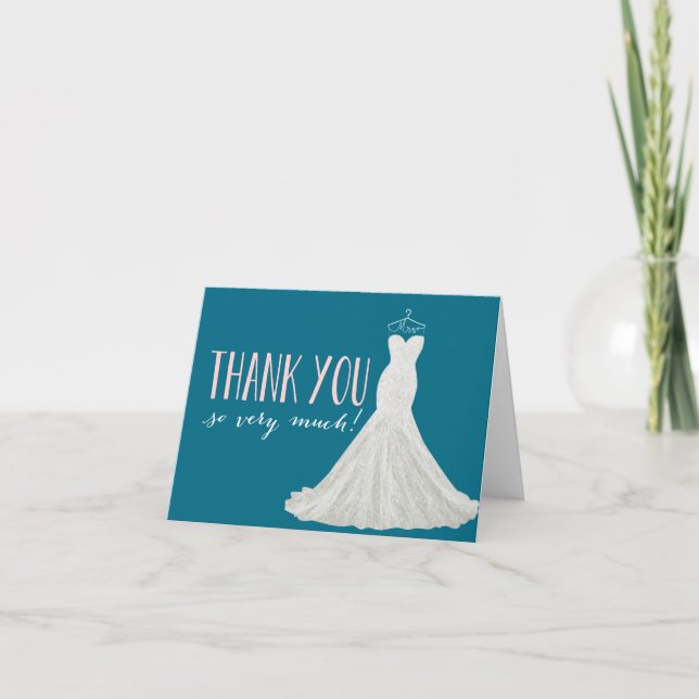 Modern Wedding Dress | Colour | Thank You Card (Front)