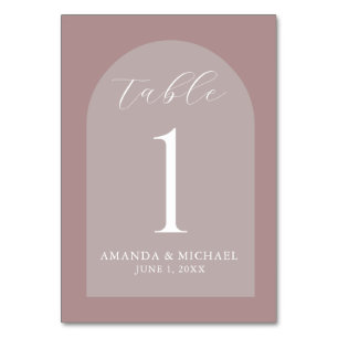 Modern Wedding Dusty Rose Hues Table Number