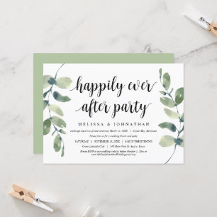 Modern Wedding Elopement, Greenery Eucalyptus Invitation