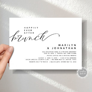 Modern Wedding Elopement Happily Ever After Brunch Invitation