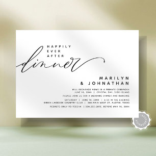 Modern Wedding Elopement Happily Ever After Dinner Invitation