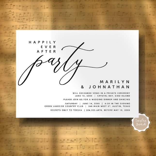 Modern Wedding Elopement Happily Ever After Party Invitation (Modern Romantic Wedding Elopement Happily Ever After Dinner Party Invitation Card, Digital Download)