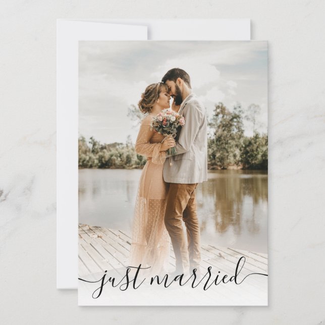Modern wedding elopement just married 5 photos announcement (Front)