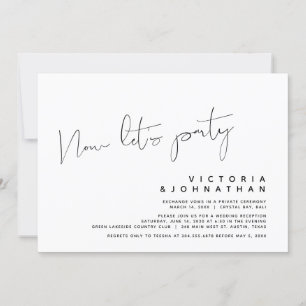 Modern Wedding Elopement, Now let's Party Invitation