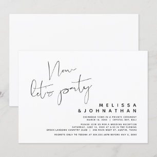 Modern Wedding Elopement, Now let's Party Invitation