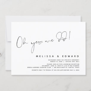 Modern Wedding Elopement, Oh yes, we did Invitation
