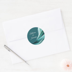 Modern Wedding-Emerald Green- Classic Round Sticker