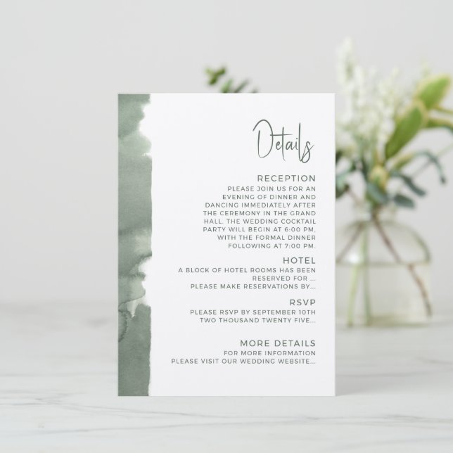Modern wedding Enclosure Card  Details. (Standing Front)