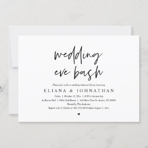 Modern Wedding Eve Bash, Rehearsal Dinner Invitation