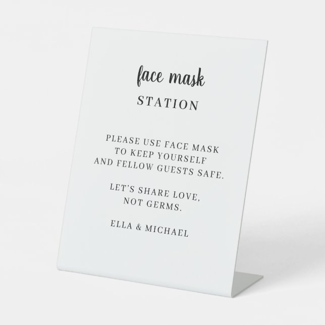 Modern Wedding Face Mask Station Sign (Front)