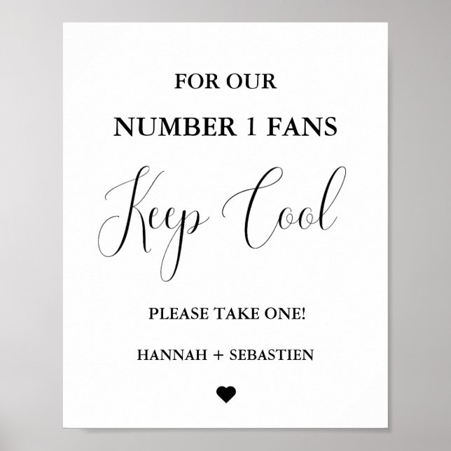 Modern Wedding fan for our number one fans Sign (Front)